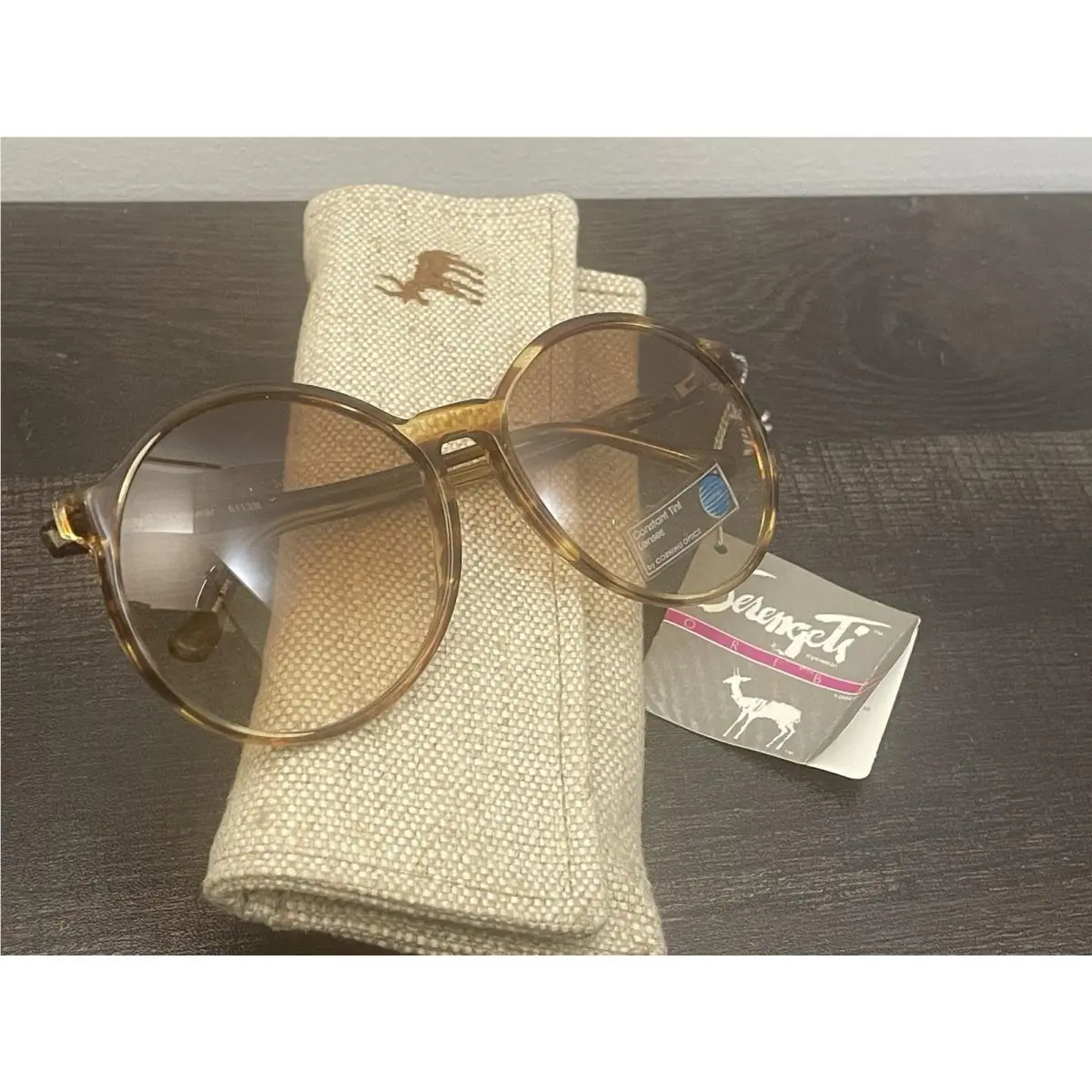 Vintage 80s Serengeti Sunglasses Women Made In Hong Kong with Tweed Case