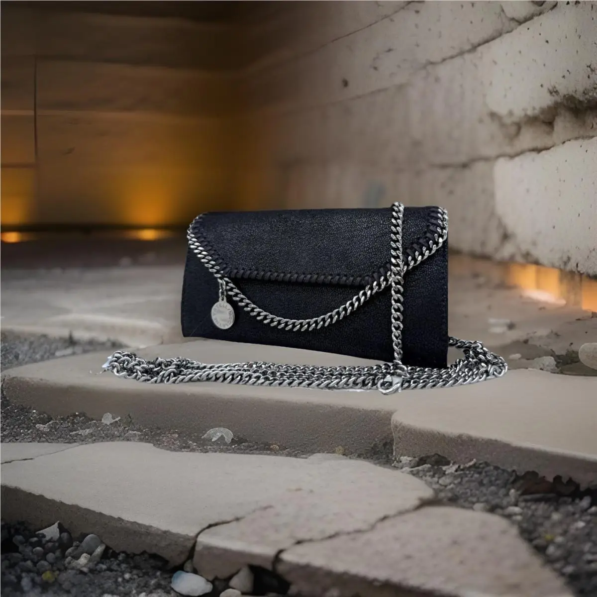 Stella Mccartney Mini Falabella Eco Shiny Dotted Chamois Wallet On Chain Mccartney Mini Falabella Eco Shiny Dotted Chamois Wallet On Cha