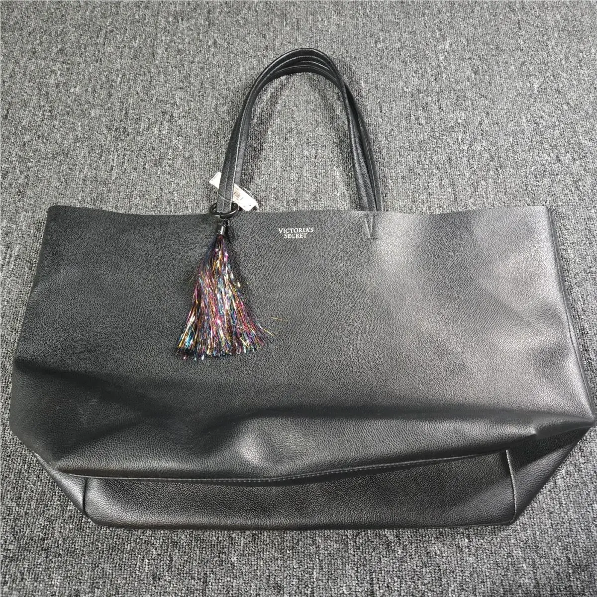 Victoria Secret Womens L Black Weekender Tote Bag Leather Travel Duffel by Victoria's Secret