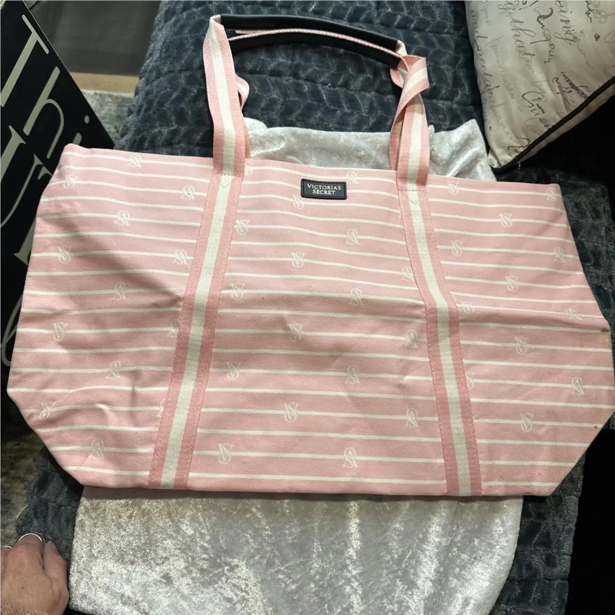 Victoria`s Secret Pink White Stripe Tote. Weekender 12.5” X 21” X 7” by Victoria's Secret