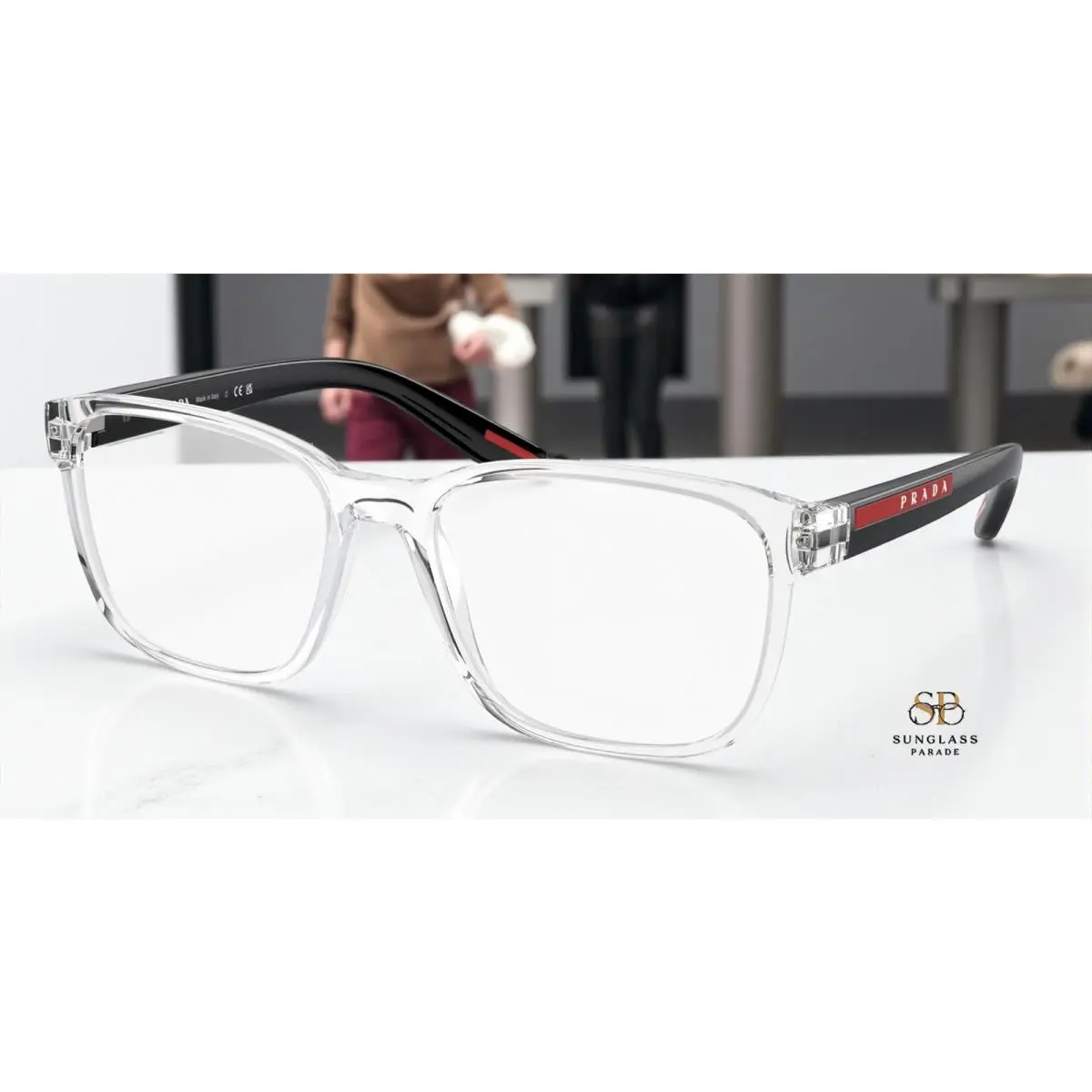 Prada Linea Rossa PS 06PV 2AZ1O1 Crystal Demo Lens 57 mm Men`s Eyeglasses