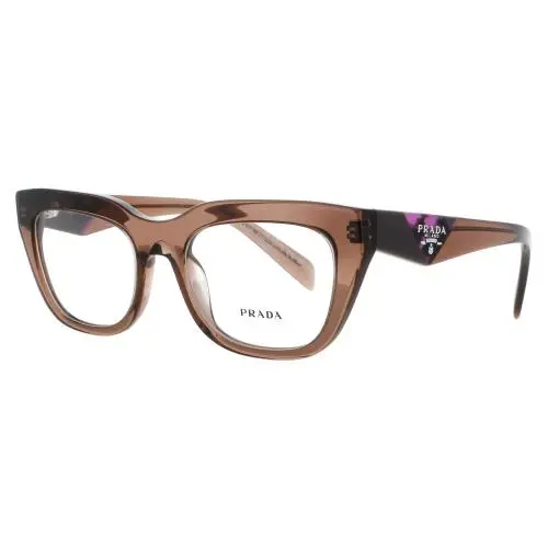 Prada pr a06v 17O1O1 52 Eyeglasses Transparent Brown Frame 52 mm