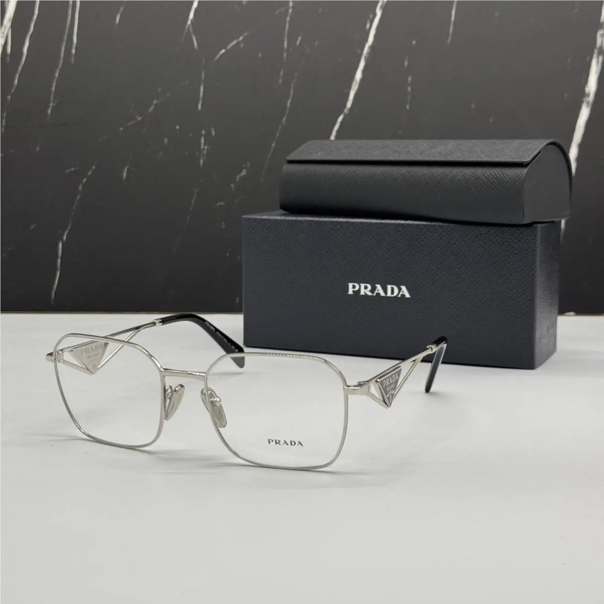 Prada PRA51V 1BC1O1 Women Silver Square Eyeglasses