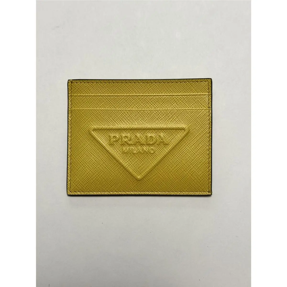 Beautiful Prada Men`s Saffiano Emboss Yellow Card Holder