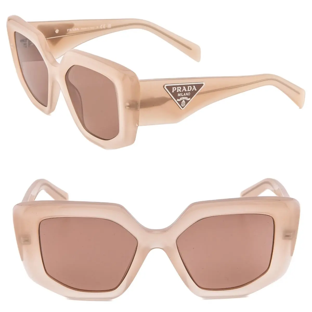 Prada Symbole Opal Brown Triangle Logo PR14ZS 14ZS Fashion Sunglasses 14Z