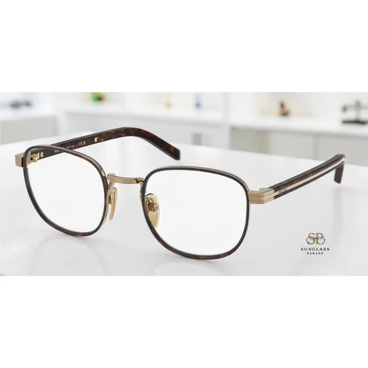 Prada PR D50V 7OE1O1 Gold Havana Demo Lens 50 mm Men`s Eyeglasses