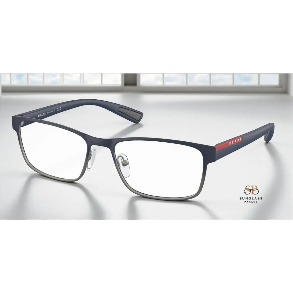 Prada Linea Rossa PS 50GV U6T1O1 Blue Gradient Demo Lens 55 mm Men`s Eyeglasses