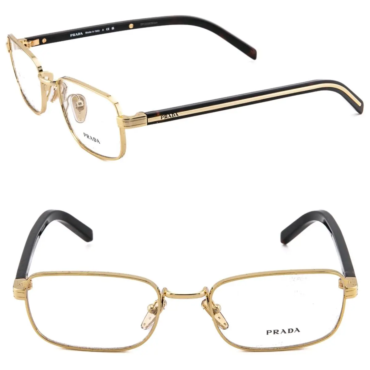 Prada Tampo PRB54V Gold Brown Logo Eyeglasses Unisex Optical Frame B54 B54V 54mm