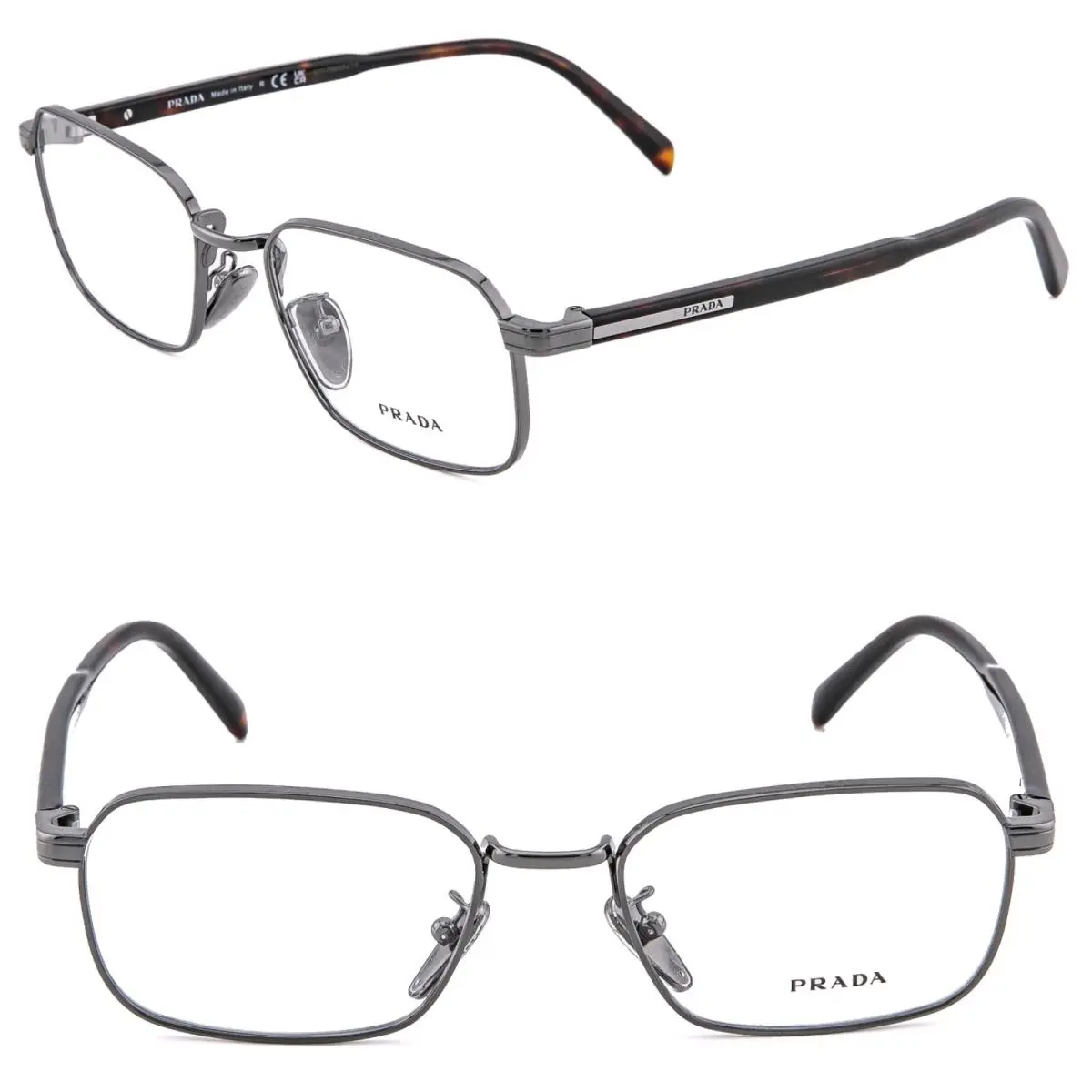 Prada Tampo PRC50VD Gray Brown Logo Oval Eyeglass Unisex Optical Frame C50 C50V