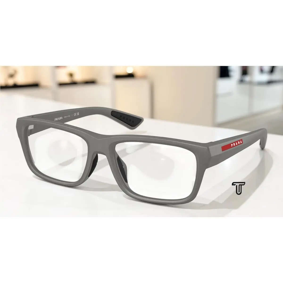 Prada Linea Rossa PS 02TVF 16X1O1 Metal Grey Demo Lens 56 mm Men`s Eyeglasses