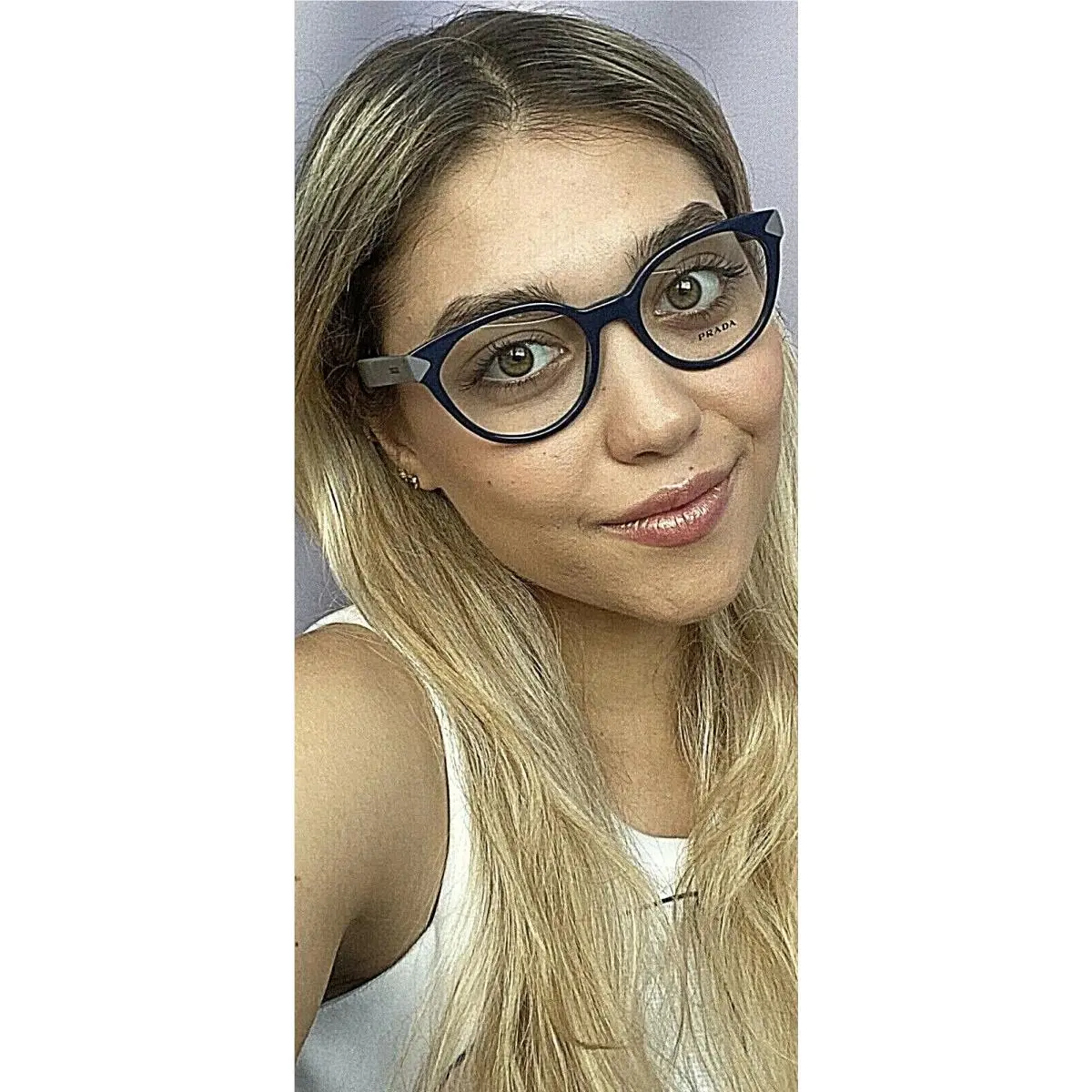 Prada Vpr 0T1T MFT-1O1 53mm Blue Cat Eye Women`s Eyeglasses Frame Italy