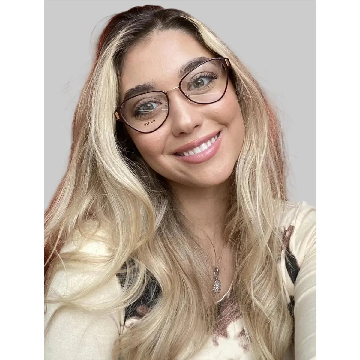 Prada Vpr 5U8 7YT-1O1 53mm Burgundy Cat Eye Women`s Eyeglasses Frame 6