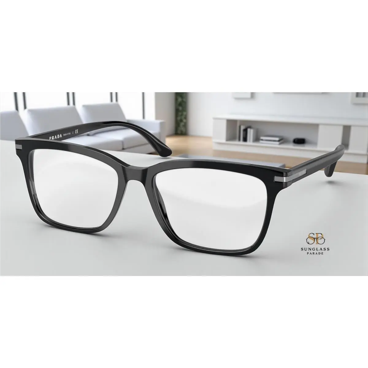 Prada PR 14WV 1AB1O1 Black Demo Lens 56 mm Men`s Eyeglasses