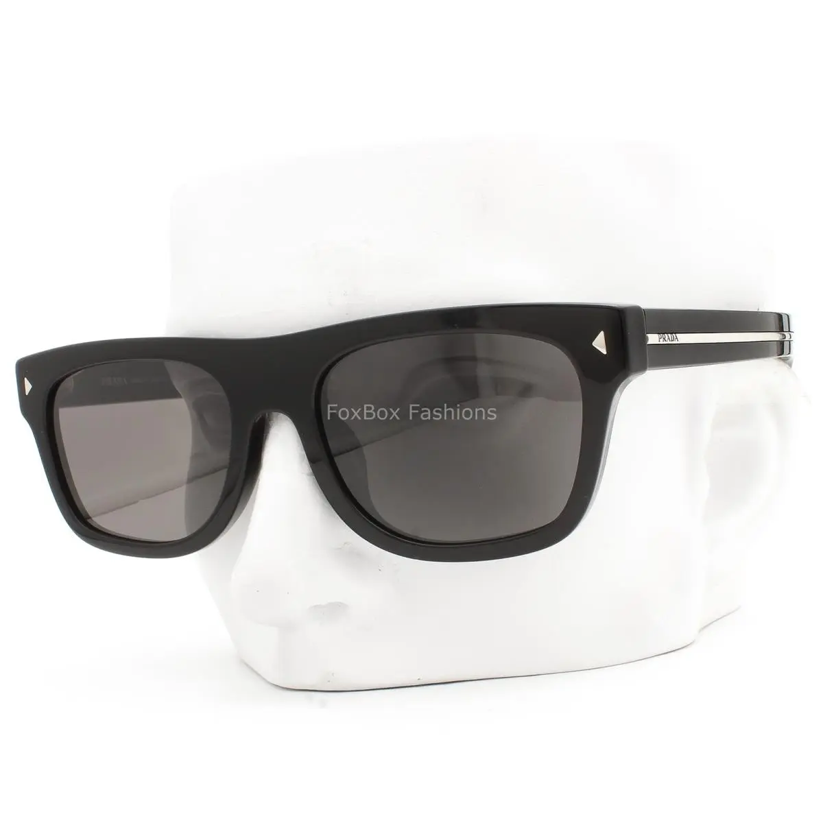 Prada Sunglasses Polished Black Dark Gray Glass Lens Spr B12-F 16K-731 with Case