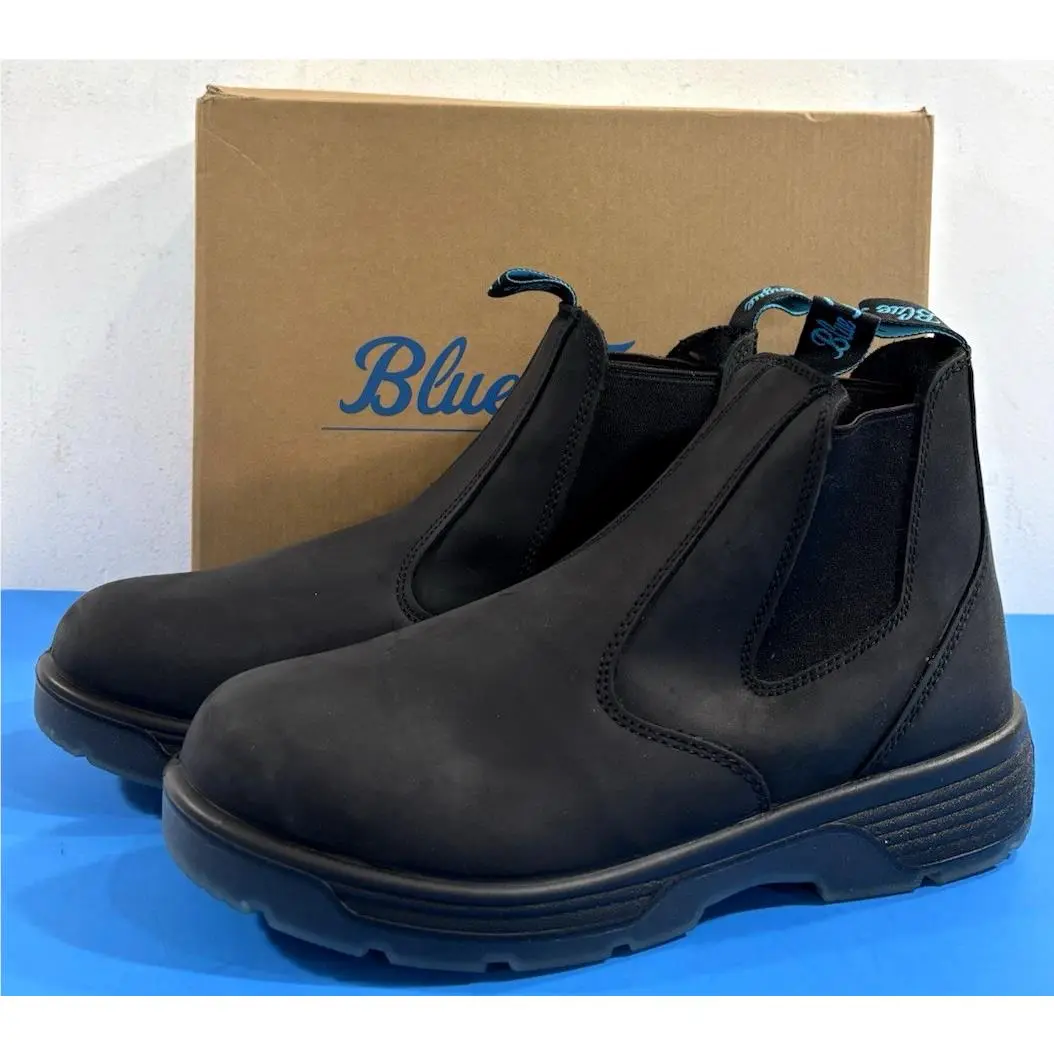 11.5 M Redback Blue Tongue Station Soft Toe Slip ON Boots Btst Black