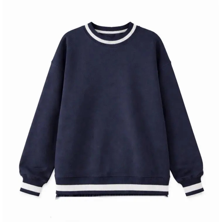 Lululemon Oversized Ringer Crew Sweatshirt Navy Ivory Cotton French Terry