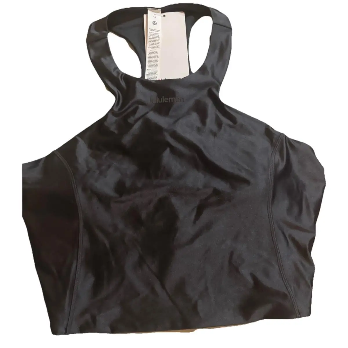 Lululemon Satin Shine Medium Support Tank Top In Coal Size 14