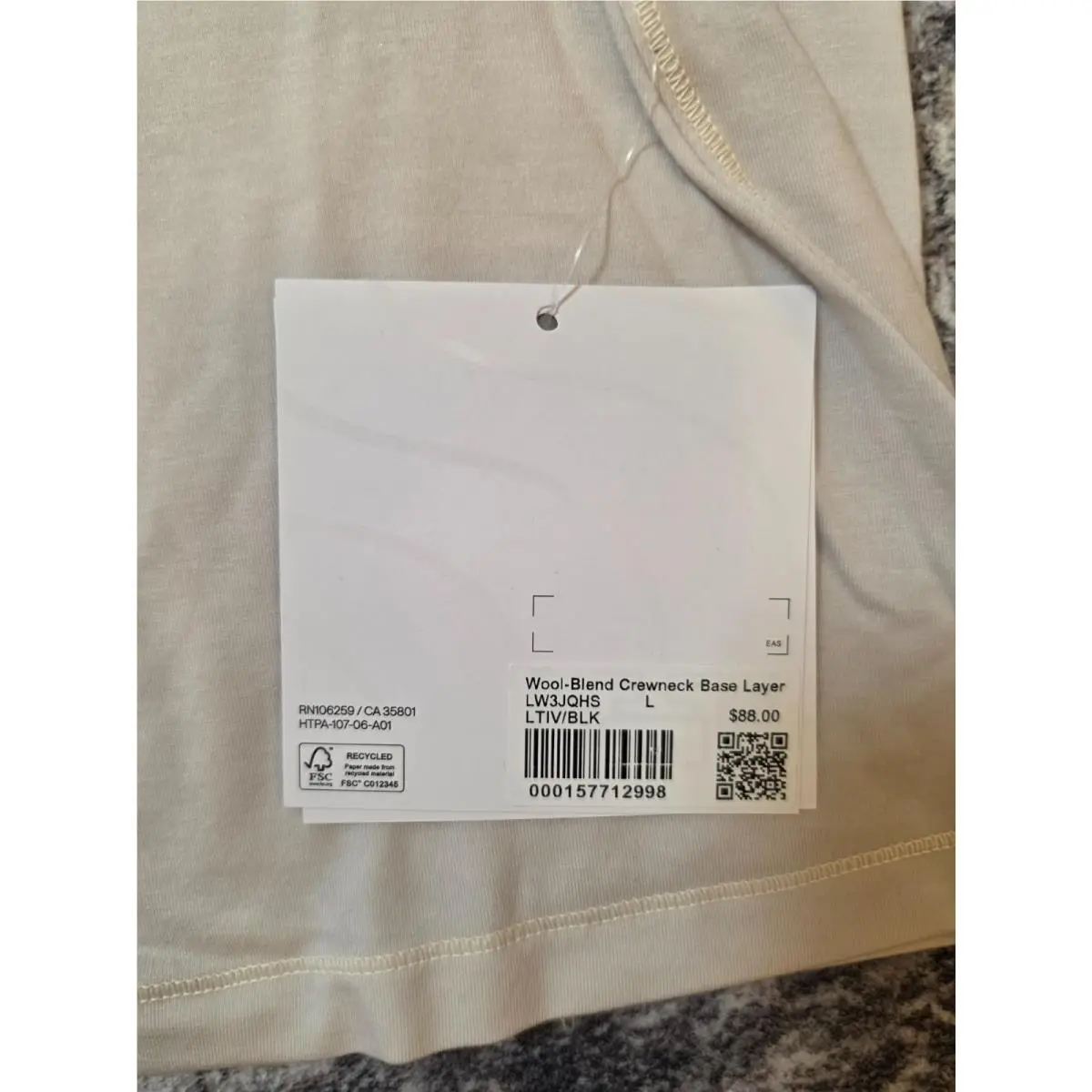 Lululemon clothing - Diamond-Texture Wool-Blend Crewneck Base Layer - Light Ivory/Black 15