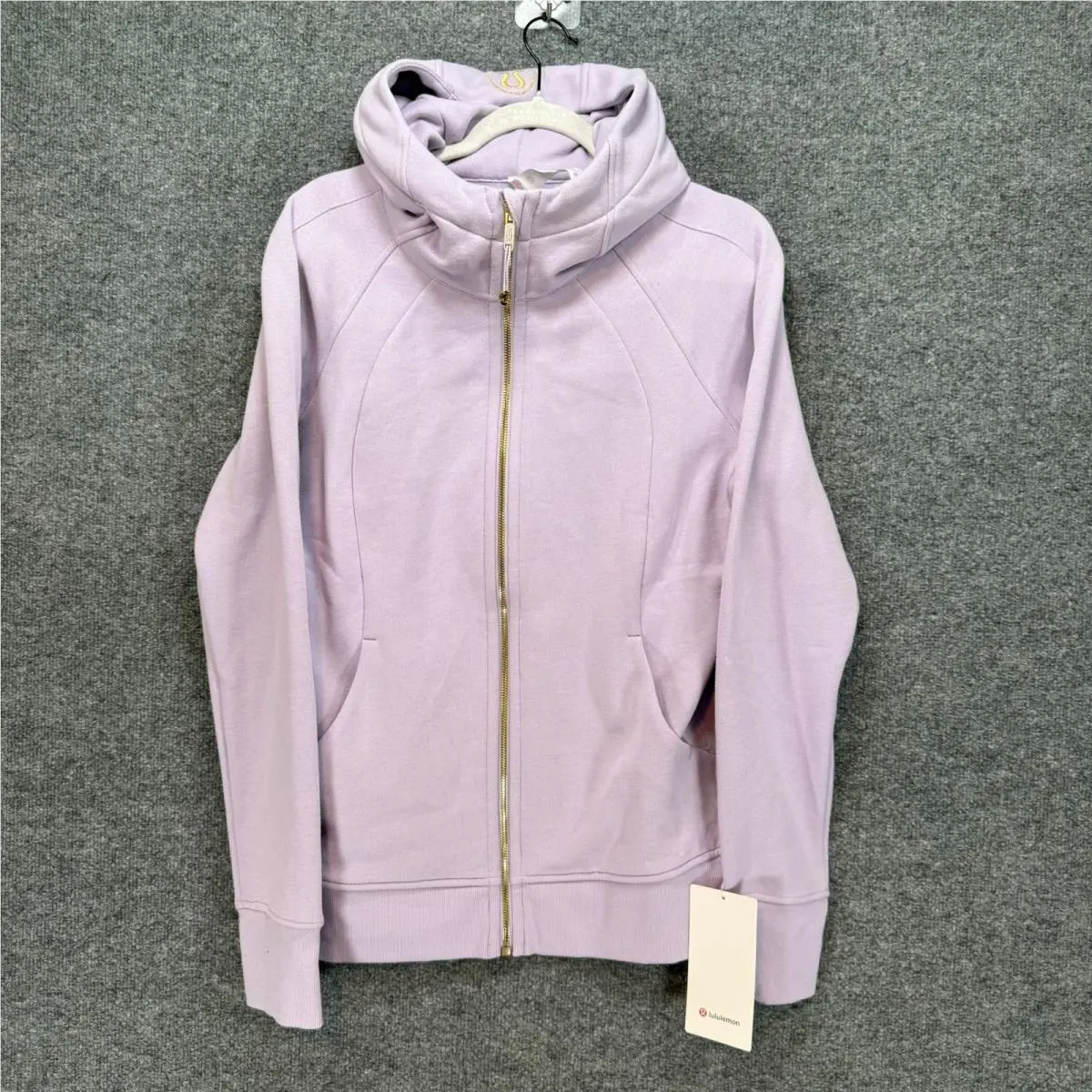 Lululemon Scuba Full Zip Hoodie Women 12 Lilac Gold Zipper Fleece Jacket