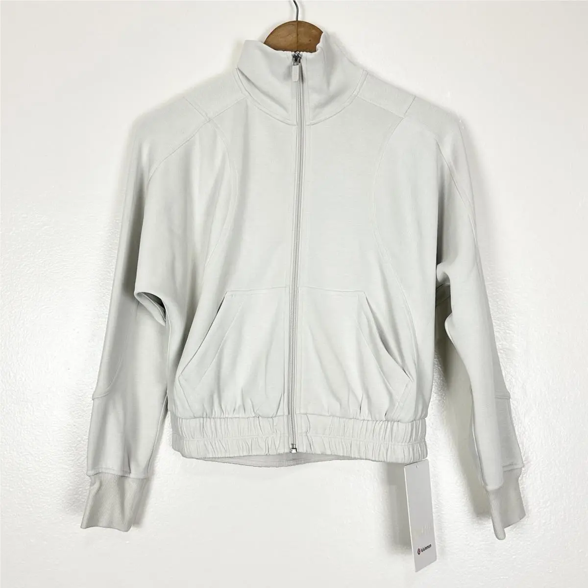 Lululemon Brushed Softstreme Funnel Neck Zip Up Bone Sz 2 Quiet Luxury Yoga