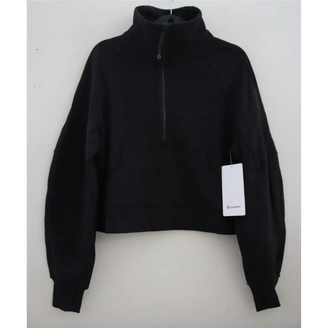 Lululemon LW3FJ6S Sz Xs/s Black Cropped Scuba Oversized Funnel Neck Pullover$118