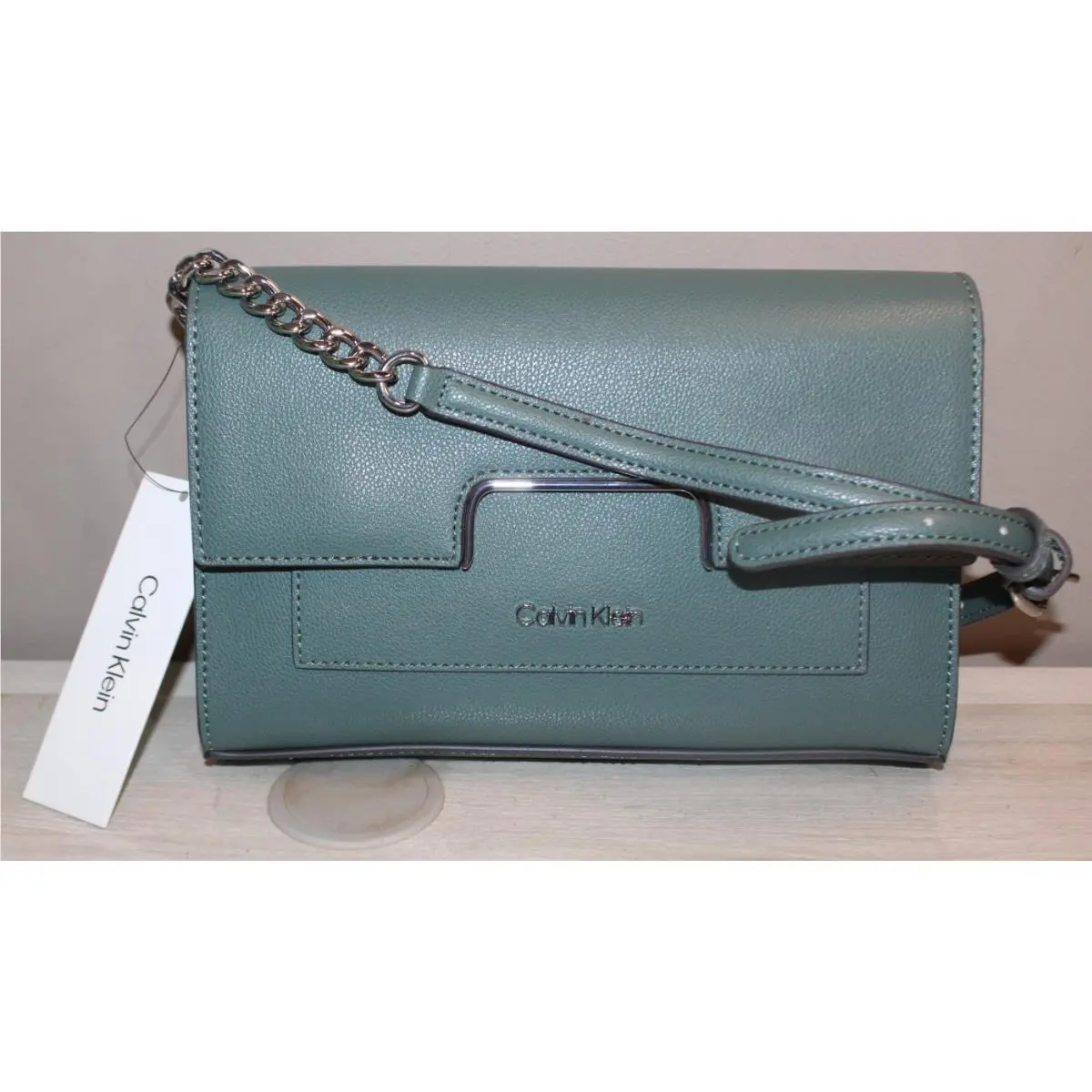 Calvin Klein Finley Tailored Saffiano Crossbody Shoulder Bag Sage W/tags