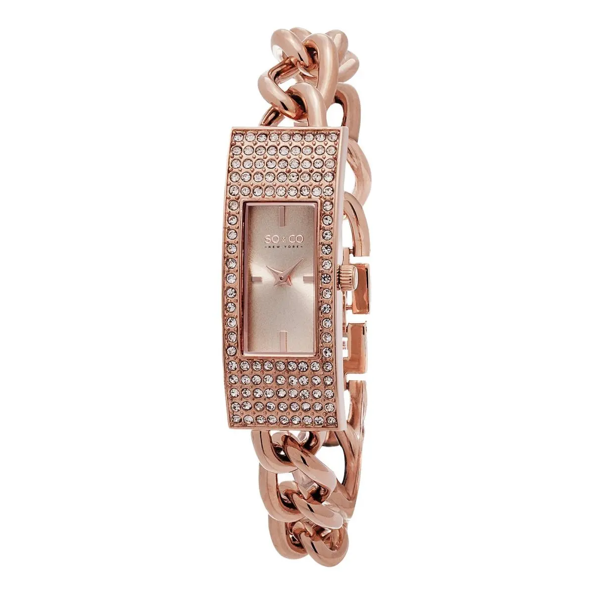 Stuhrling So Co 5058 4 Quartz Crystal Accented Rose Thin Chain Bracelet Womens Watch by Stührling