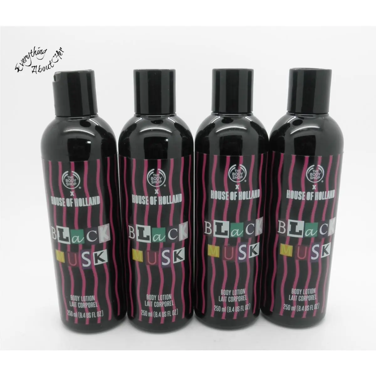 Lot of 4 The Body Shop × House OF Holland Black Musk Body Lotion — 8.4 oz Each