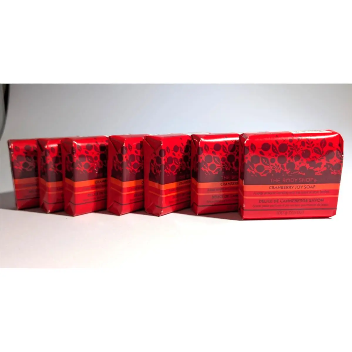 7 Bars Cranberry Joy Bar Soap - The Body Shop - 100 g Each Htf