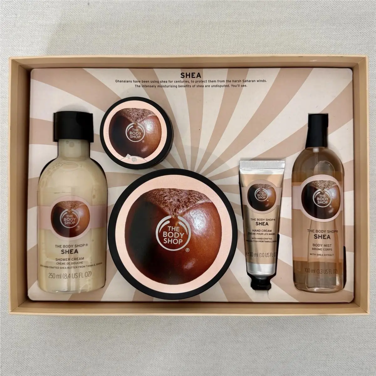 The Body Shop Shea Gift Set Body Butter Fragrance Mist Hand Cream Scrub Wash