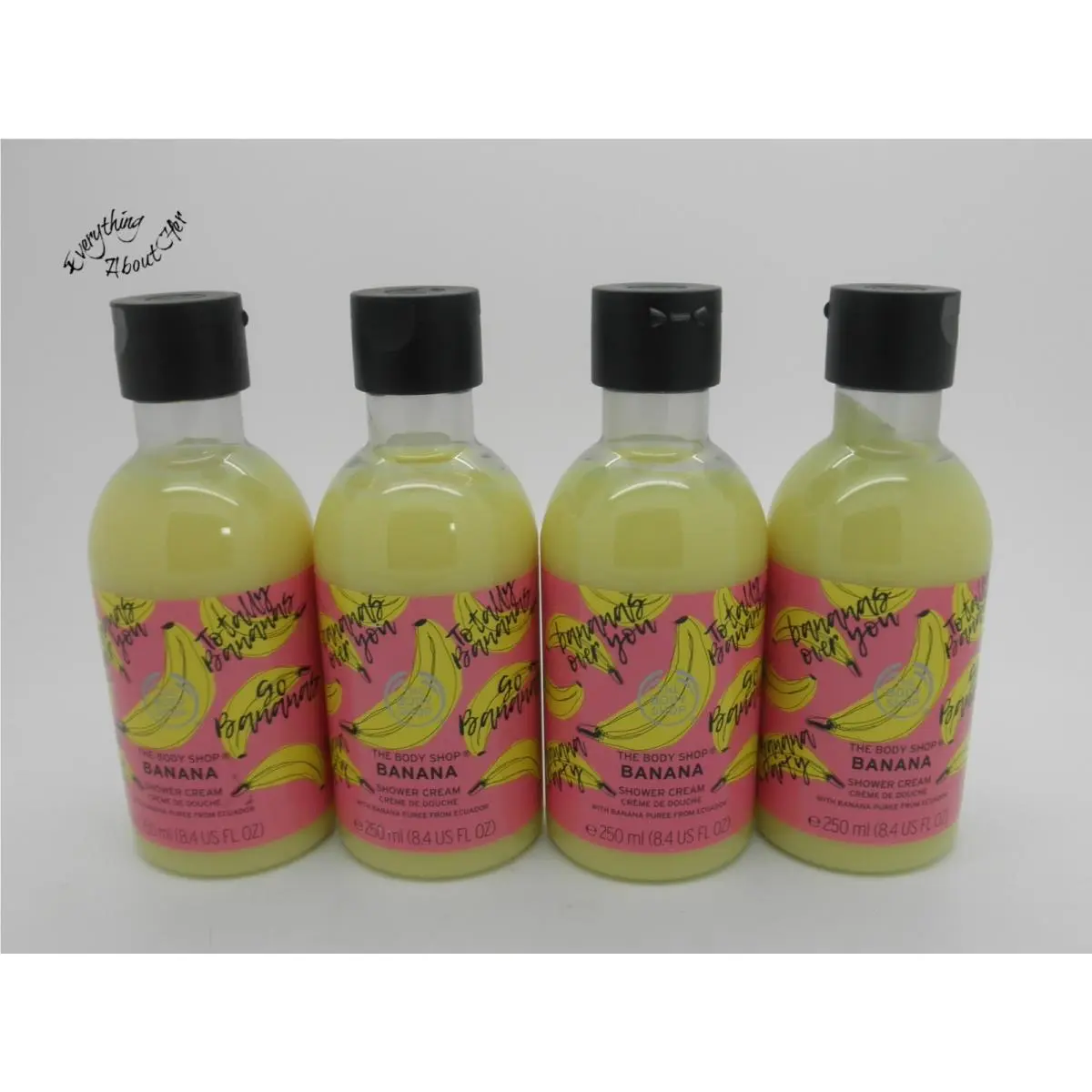 Lot of 4 The Body Shop Banana Shower Cream — 8.4 oz Each — Nla