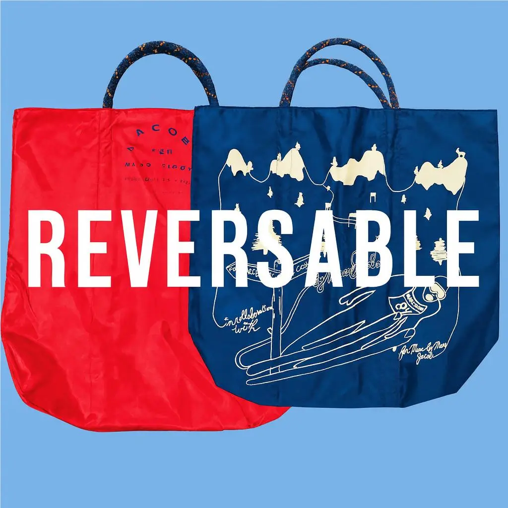 Marc  Oversized Tote Bag Red and Blue Ski Carryall Reversible by Marc Jacobs