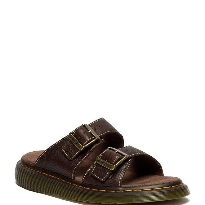Dr. Martens Women`s Josef Grizzly Leather Slide Sandals Size 9 - Brown