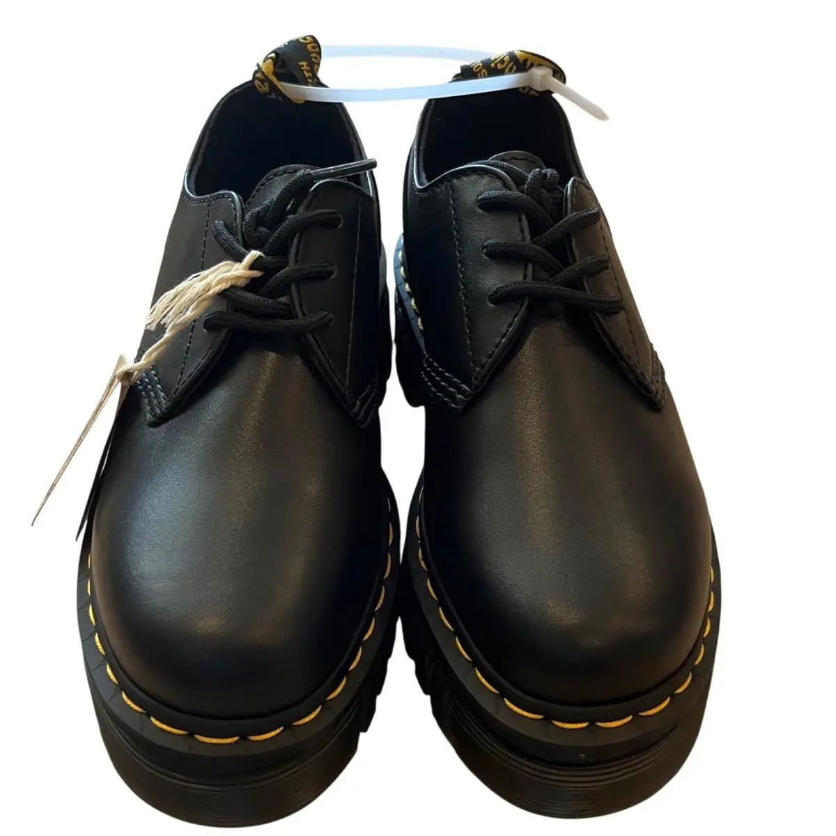 Dr. Martens Audrick 3-Eye Nappa Lux Leather Platform Shoes Black Womens 7