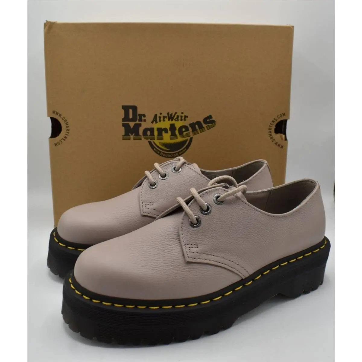 Dr Martens 1461 Womens Size 10 Quad II Vintage Taupe Pisa Platform Derby Shoes