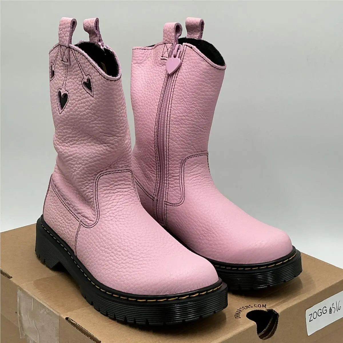 Dr. Martens Bex Heart P-o 31948148 Boots Kids 3 Pink Leather Round Toe Zogg316