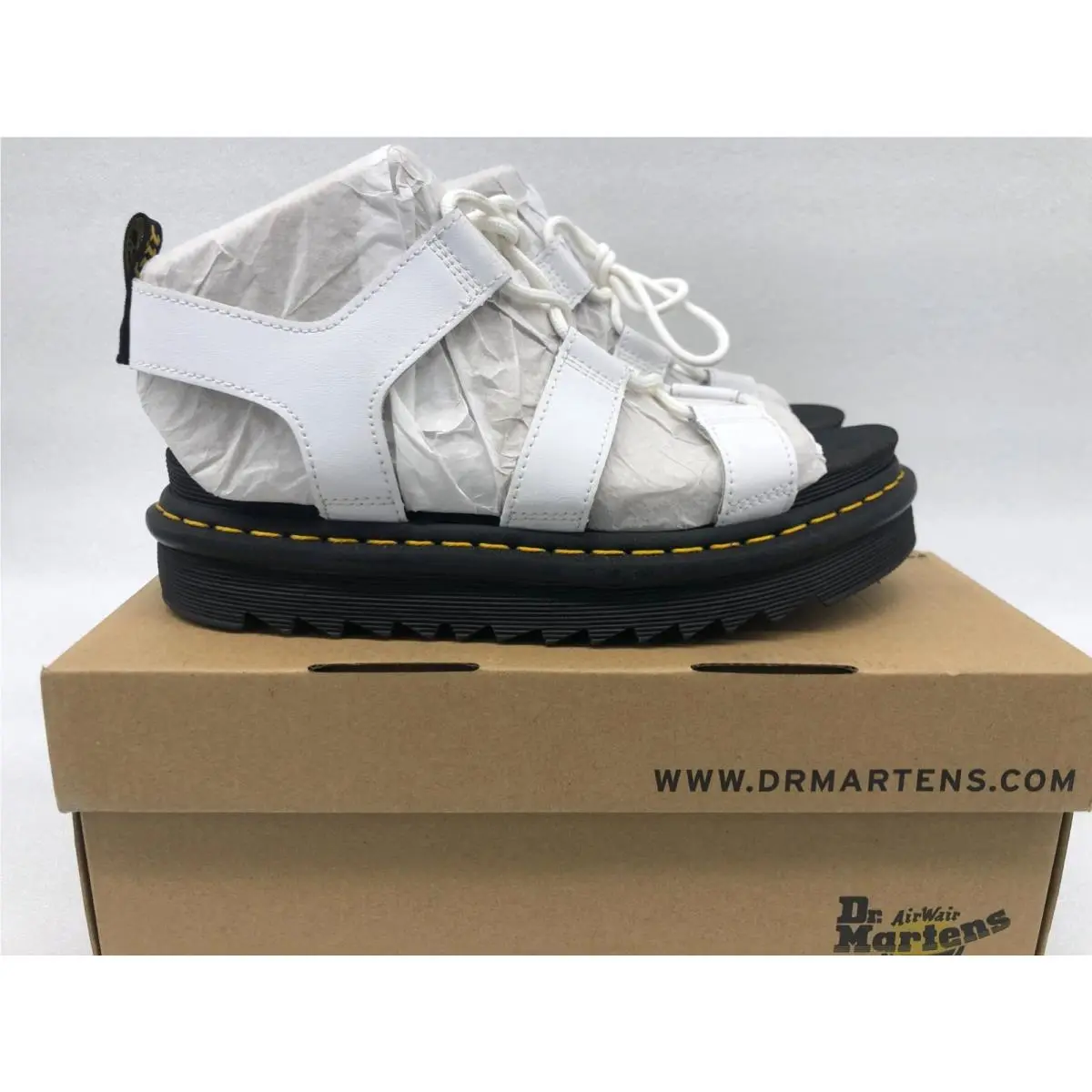 Dr. Martens Nartilla Gladiator Sandals White Women US 8 Shoes Leather