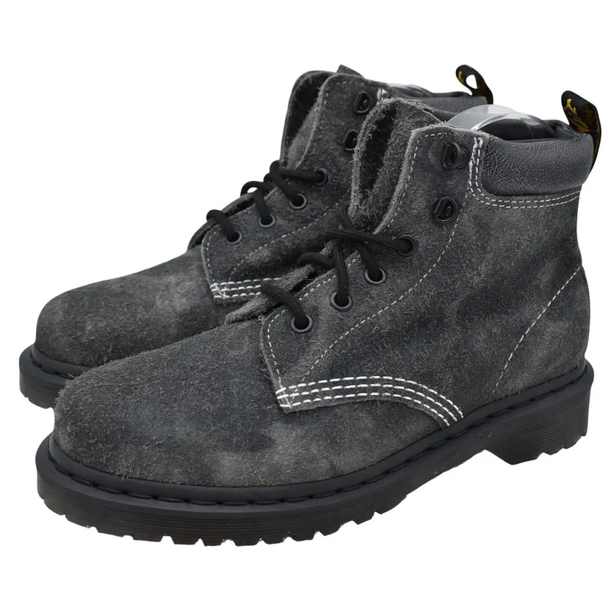 Dr Martens 939 Women Size 9 Stonewashed Hairy Suede Black Gunmetal Lace Up Boots