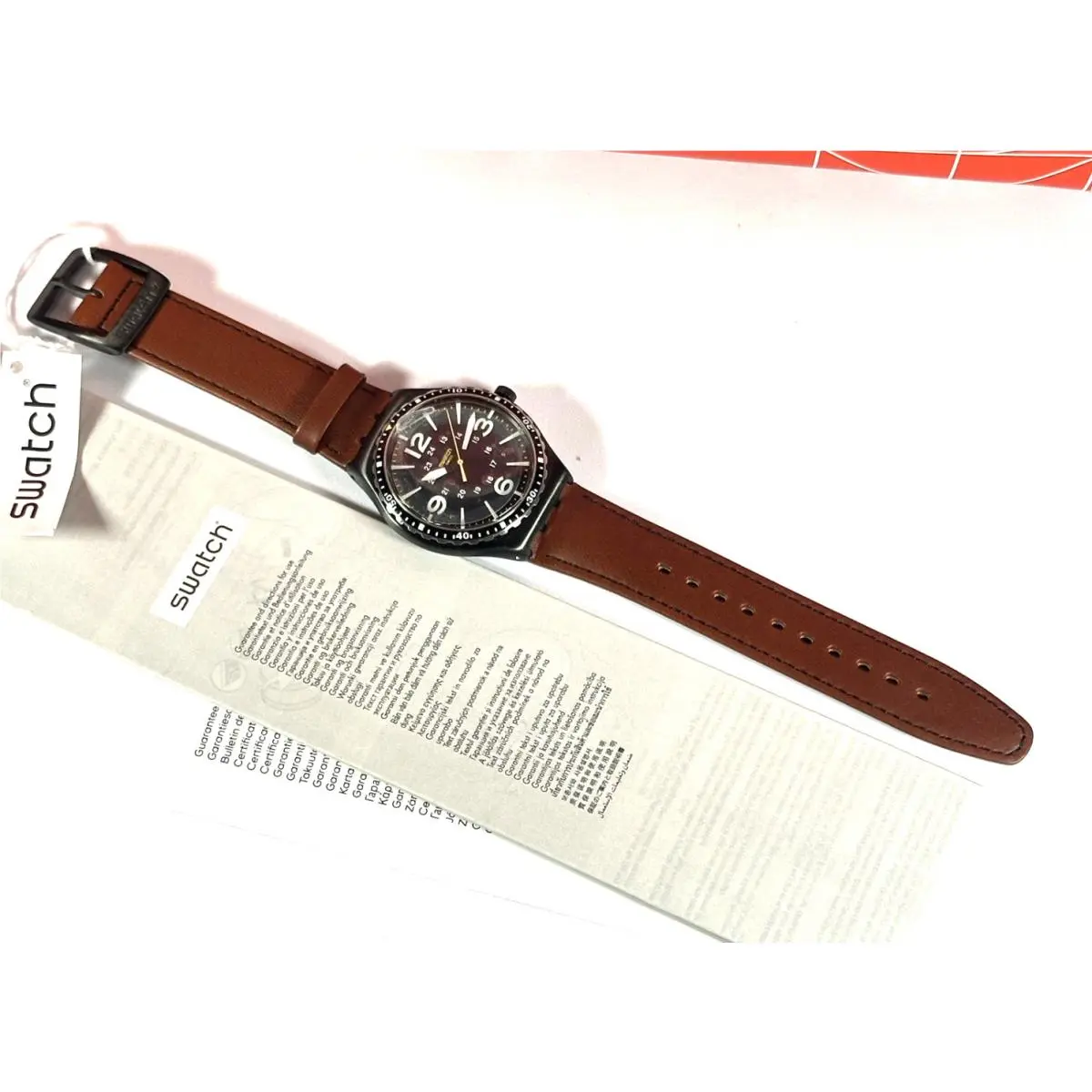 Irony Special Unit Stainless Steel Brown Leather Watch YWB402C 41MM by Swatch