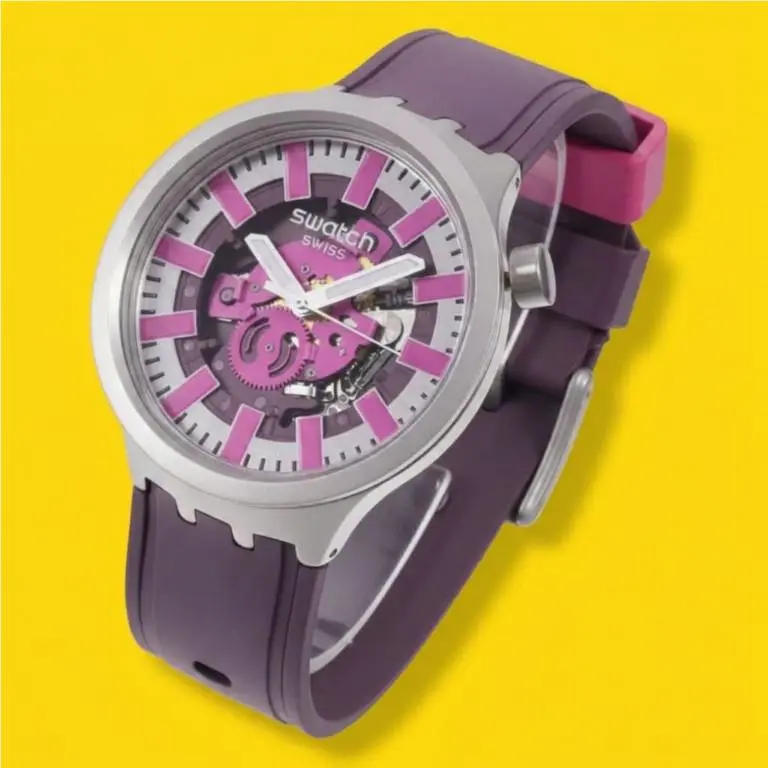 Swatch Big Bold Irony Unisex Automatic Watch Purple Waterproof Audacious Acai