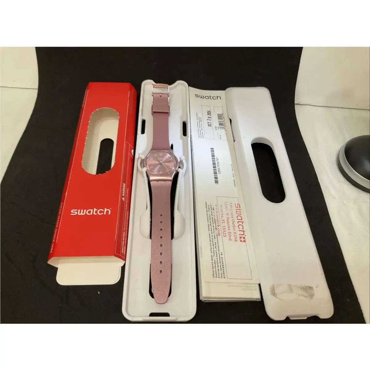 Swiss Swatch SO Pink Metallic Silicone Women Watch 34mm GP161 w Papers