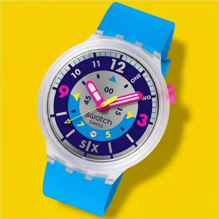 Swatch Big Bold Unisex Watch Casual Plastic Transparent Waterproof Neon Hielo