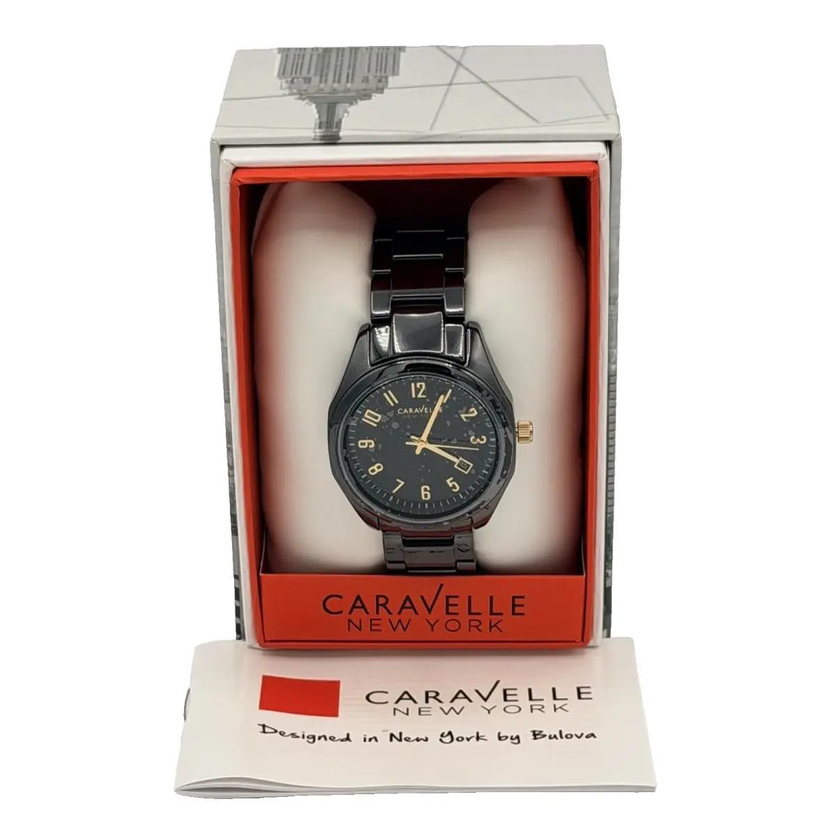 Caravelle by Bulova New York Watch Black Ceramic Case/bracelet 36mm 45M109 New
