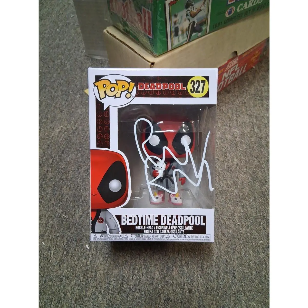 Deadpool Ryan Reynolds Autographed Bedtime Deadpool Funko 327 Figure Signed Toy