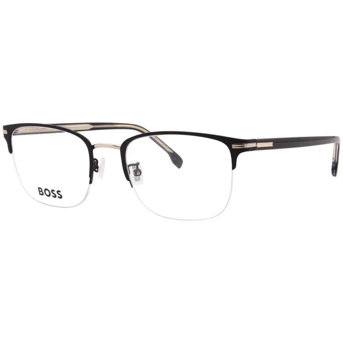 Hugo Boss 1729/G I46 Eyeglasses Men`s Matte Black/gold Semi Rim Rectangle 55mm