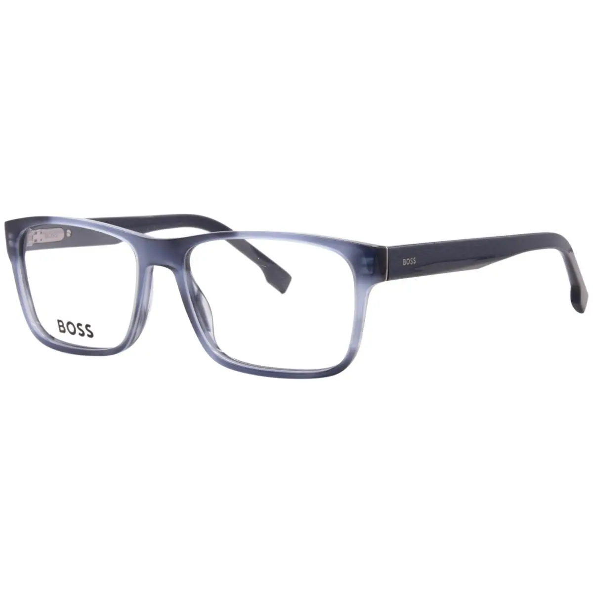 Hugo Boss 1762 38I Eyeglasses Men`s Blue Horn Full Rim Rectangle Shape 58mm