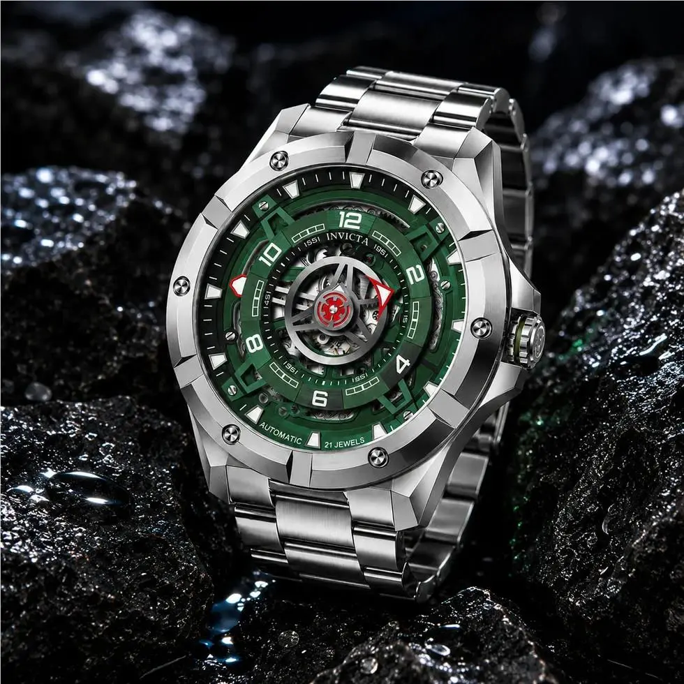 Invicta Racing Interpoint Men`s Automatic Watch 43.5mm Steel/green 70083