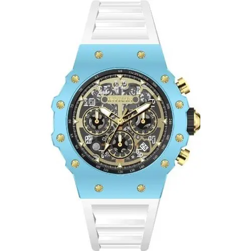Invicta Men`s 43.5mm Quartz Racing Vaulthan Light Blue/white/gold/gray Watch