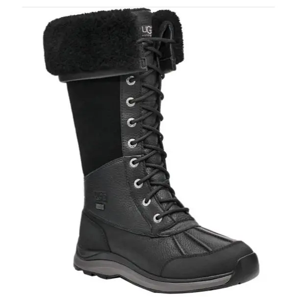 Ugg Adirondack Tall Boots Lace-up Flat Black Waterproof Leather Suede Size 12