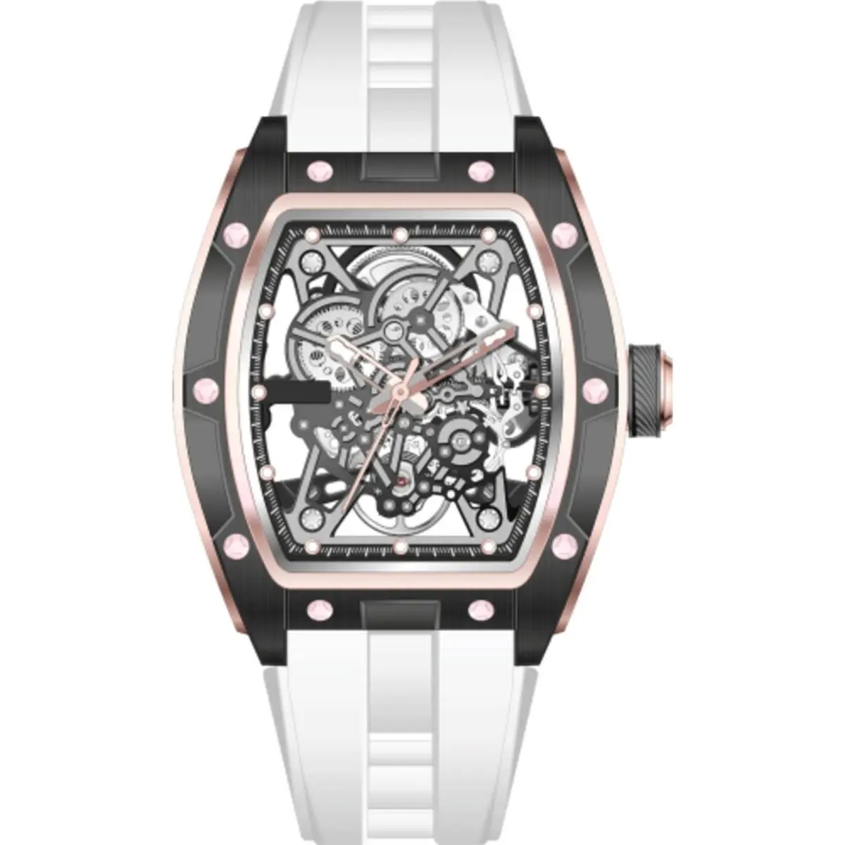 Invicta Men`s Watch S1 Rally Automatic Black Skeleton Dial White Strap 69524
